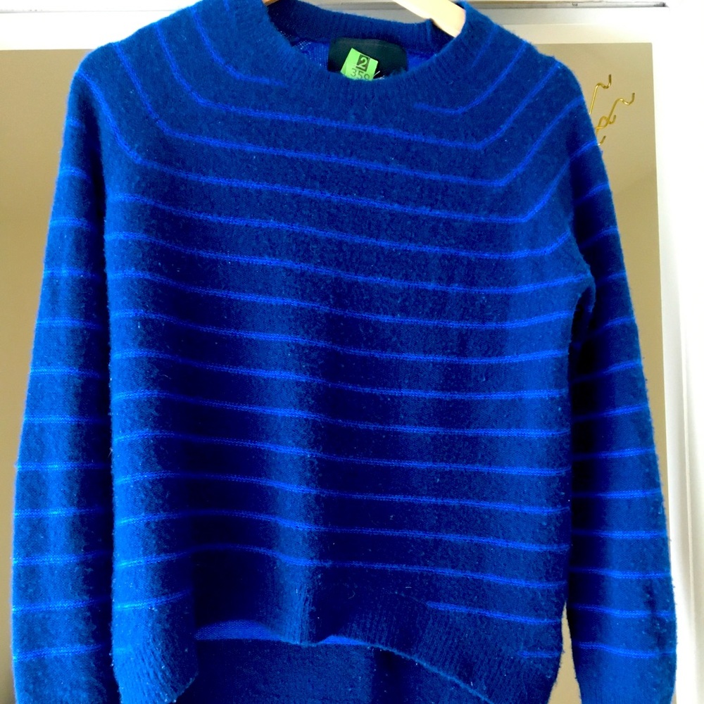 100% cashmere LINE The Label stripped sweater, with curved hem, suuuper soft!